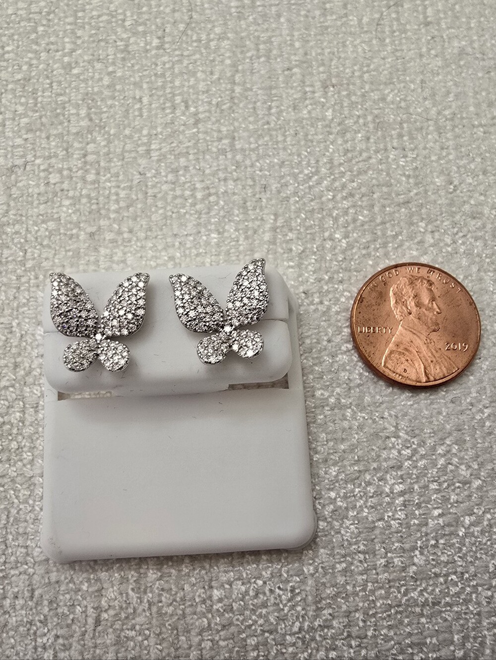 Moissanite 925 Sterling Silver Butterfly Push Backs Stud Earrings - Picture 4 of 5